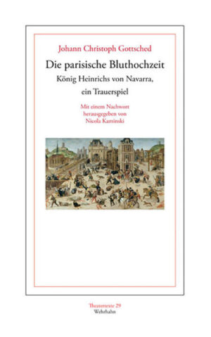 Spricht man von Johann Christoph Gottsched (1700-1766) als Trauerspielautor, so ist wie selbstverständlich fast durchweg nur sein erstes, 1732 veröffentlichtes Trauerspiel Sterbender Cato im Blick. Diesen engen Wahrnehmungshorizont möchte die vorliegende Edition der 1745 im letzten Teil der Deutschen Schaubühne erschienenen Parisischen Bluthochzeit König Heinrichs von Navarra weiten und dabei vielfältige Perspektiven auf einen zu Unrecht vergessenen Text eröffnen. Das reicht von der konfessionspolitischen Aktualität des Sujets, der Ermordung Tausender von Hugenotten in Paris in der sogenannten Bartholomäusnacht am 24. August 1572, im Sachsen der ersten Hälfte des 18. Jahrhunderts über den die dramatische Darstellung charakterisierenden Geschichtsperspektivismus, der das historische Ereignis nicht als gegeben versteht, sondern als aus pluralen, durchaus divergenten Ansichten konstruiert, bis hin zum experimentellen Potential dieses Trauerspiels, das in einer einigermaßen radikalen Versuchsanordnung die eigenen poetologischen Voraussetzungen aufs Spiel setzt und theatrale Ästhetik zum Problem macht.