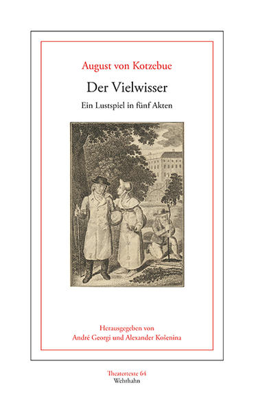 Junge Männer, die gelehrt statt vernünftig von der Universität heimkehren, sind ein beliebter Komödienstoff. Ludvig Holbergs Lateinisch parlierender Erasmus Montanus oder Rasmus Berg (1731) steht am Beginn, Kotzebues Der Vielwisser (1817) am Ende einer Tradition, die Bildung zu einer neuen Religion erhebt, vor lächerlicher Verbildung und Nutzlosigkeit aber nicht schützen kann. Wilhelm Waiblinger notiert 1822 in sein Tagebuch: »Der junge Gelehrte von Lessing ist dasselbe was Kotzebues Vielwisser, wiewohl ich letztern weit vorziehen möchte.« Kotzebue beschränkt sich gegenüber Holberg und Lessing nicht auf eine Gelehrtensatire, sondern karikiert zusätzlich noch eine provinzielle Theatergesellschaft. Zur Rückkehr des verlorenen Sohnes möchte diese ein Festspiel aufführen. Die Truppe besteht allerdings nur aus Krach (Heldenrolle), Rumpel (Prima Donna) und Dreipfennig (Direktor), flankiert von Knallsilber (Feuerwerker) und Fiddel (Tanzmeister). Kotzebue gelingt so in einem launigen Stück ein Doppelschlag gegen weltfremde Gelehrsamkeit und dilettantische Schauspielkunst.