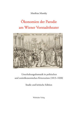 Die Parodien des Wiener Vorstadttheaters im 19. Jahrhundert sind als theaterpraktische Texte anzusehen, die auf das Unter-haltungsbedürfnis einer Großstadt ausgerichtet waren. Begrenzte sich ihre Lektüre bisher auf die komische Bearbeitung einer prominenten Vorlage, so lassen sich an den Stücken die Produktionsbedingungen ihrer Autoren an den gewinnorientierten Privattheatern in sozioökonomischen Krisenzeiten aufzeigen. Nicht zuletzt durch die omnipräsente Geldmotivik wird ein sozialhistorischer Kontext zu den Finanzkrisen der Habsburgermonarchie evident, die zu einer Zerrüttung der Staatsfinanzen, einer Verschiebung der sozialen Schichten und einem Misstrauen in Währung und Papiergeld führten. In den publikumswirksamen Parodien deutet sich somit eine ›theatrale Kommunikationsstrategie‹ an, durch die in Zeiten repressiver Kontrolle und Zensur die zeitgenössischen Lebensängste im Rahmen der Aufführungspraxis reflektiert werden konnten. Das Buch umfasst eine Studie und die kritische Edition eines ausgewählten Textkorpus, das die an den Vorstadtbühnen parodierten Genres repräsentiert. Neben zweier Schiller-Parodien (Joseph Alois Gleich: Fiesko der Salamikrämer, Hermann Josef Herzenskron: Die Jungfrau von Wien) und einer Parodie auf Kotzebues Bühnenschlager Menschenhaß und Reue (Adolf Bäuerle: Der Leopoldstag, oder: Kein Menschenhaß und keine Reue) erfahren auch Ballett- und Opernparodien (Adolf Bäuerle: Der blöde Ritter, Karl Meisl: Julerl, die Putzmacherin, Fra Diavolo oder das Gasthaus auf der Strasse) eine eingehendere Betrachtung.