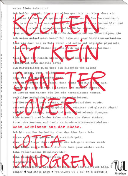 Die Schwedin Lotta Lundgren, gefeierte Food-Journalistin und mit Preisen überhäufte Autorin, ist eine außergewöhnliche Frau. Und sie schreibt außergewöhnliche Kochbücher, die weltweit Beachtung finden. Ihr neuestes Werk handelt von der unbändigen Freude am Essen, der gasförmigen Liebe und Ex-Freunden, von undankbaren Kindern und der Physiognomie des Geschmackssinns, dem Wert der Emanzipation und der ewigen Problematik von Diäten. Wer wissen möchte, ob Essen als Religion taugt oder doch eher mit Sex zu tun hat, wie Kreativität und Küchenausstattung unter einen Hut zu bringen sind, warum Fleisch als Konfliktherd auch Bindegewebe, Zeit und Leben beeinflusst, erfährt in Lottas Buch einen ganz neuen Blick auf die Kochwelt. Ein außergewöhnliches Kochbuch mit innovativen Rezepten und lesenswerten Texten.