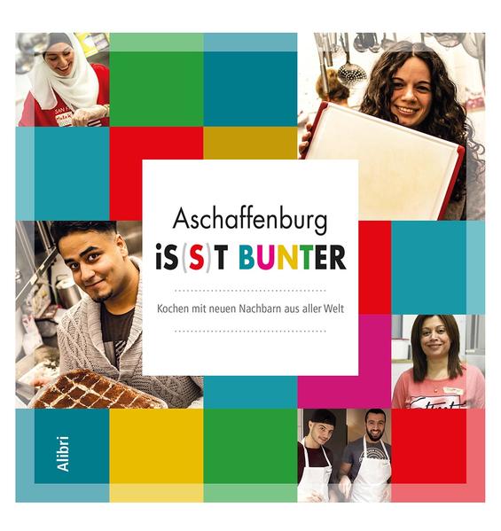 Aschaffenburg is(s)t bunter stellt internationale Gerichte vor sowie die Menschen, die sie kochen. Das Buch enthält 40 Rezepte und 20 Porträts von Geflüchteten, die aus Syrien, dem Iran, Afghanistan, Somalia oder Äthiopien stammen und heute in Aschaffenburg leben. Anhand der sehr unterschiedlichen Lebenswege und Lebensentwürfe wird deutlich, dass die Fluchterfahrung allein einen Menschen nicht ausmacht. Die Rezepte wurden im Rahmen der Kochaktion Aschaffenburg is(s)t bunt zubereitet, haben sich also als „praxistauglich“ erwiesen.