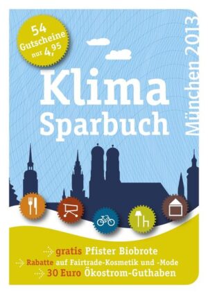 Gutscheine für den klimafreundlichen Einkauf, Fairtrade-Produkte und vieles mehr! Im Glockenbachviertel gratis einen Bio-Cappuccino genießen, einen saftigen Rabatt auf ökofaire (Kinder-) Kleidung einlösen und zum Ende des Stadtbummels ein kostenloses Bio-Pfister-Brot mitnehmen: Das neue Klimasparbuch München bietet neben den klimafreundlichen Alltagstipps zahlreiche Angebote von Münchner Bio- und Fairtrade-Anbietern