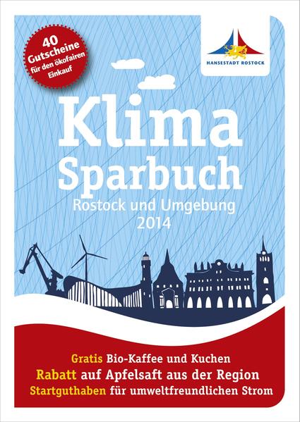 Beim Ausflug nach Güstrow gratis Bio-Kuchen und -Kaffee genießen oder beim ADFC kostenlose Radwegkarten abholen: Das Klimasparbuch Rostock und Umgebung enthält attraktive und nachhaltige Angebote in der Hansestadt und darum herum. Das Restaurant Heumond und Kaffeelust?!, der Rostocker Weltladen, der ADFC und BauGut – sie alle und viele mehr verlocken die Klimasparbuch-Leser mit tollen Gutscheinen zu mehr Nachhaltigkeit! Dazu gibt das praktische Büchlein im Sparbuchformat hilfreiche Tipps für einen ökofairen Alltag. Für Eilige wartet eine Übersicht der zehn wirkungsvollsten Klimatipps: Sie kosten nur wenig Zeit, bewirken dafür aber eine Menge für unser Klima – etwa der Wechsel zu einem Ökostromanbieter oder der Umstieg auf öffentliche Verkehrsmittel. Auch prominente Unterstützer wie der Sternekoch aus der Yachthafenresidenz, Tillmann Hahn, oder Juri Schlünz, Leiter der F.C. Hansa Nachwuchsakademie, verraten ihre ganz persönlichen Sparpotentiale.