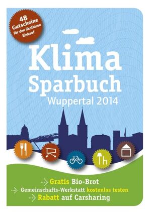 Gratis-Biobrot, Rabatt auf Naturkosmetik und Startguthaben für Ökostrom: Das Klimasparbuch verrät Ihnen durch viele verlockende Gutscheine, welche ökofairen Konsumalternativen Wuppertal zu bieten hat. Kombiniert mit hilfreichen Tipps für einen klimafreundlichen Alltag zeigt das etwas andere Sparbuch, wie jeder von uns durch bewusstes Handeln im Alltag sowohl das Klima als auch den Geldbeutel schonen kann. Das Klimasparbuch ist ein praktisches Beispiel dafür, dass sich Klimaschutz rechnet – individuell, lokal und global.Das Klimasparbuch ist ab 5.12.2013 erhältlich!