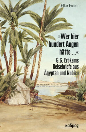 Georg Gustav Erbkam reistals Architekt im Expeditionsteam von Richard Lepsius 1842 bis 1845 durch Ägypten und Nubien und wurde zum Bahnbrecher für die exakte Aufnahme von Architektur in ihrer Umwelt. Die detailgetreuen Grundrisse und Durchschnitte durch Gräber und Tempel und ihre Verortung in der Landschaft waren nach bisheriger Kenntnis neu in der jungen Wissenschaft der Ägyptologie und blieben lange Zeit einmalig. Der scharfe Blick des Geodäten und die Disziplin des Baumeisters resultierten aus einer langjährigen Ausbildung in Berlin, wo er als Sohn eines preußischen höheren Beamten und einer aus Theologenkreisen stammenden Mutter aufwuchs, studierte und später arbeitete und lebte. Er war nicht nur Architekt, sondern Stellvertreter von Lepsius in krisengeschüttelten Zeiten, wenn letzterer krankheitsbedingt oder zur Organisation der weiteren Reise in Kairo arbeitete oder auf Exkursionen tief in den Süden des Sudan oder auf die Sinai-Halbinsel ging. Erbkam sorgte dafür, daß die Dokumentationsarbeiten fortgingen. Nach der Rückkehr baute Erbkam an der Seite von August Stüler vor allem Kirchen in Berlin und Umgebung. Nach Stülers Tod übernahm er gemeinsam mit Heinrich Strack den Bau der Nationalgalerie nach den Entwürfen von Stüler. Seine Briefe von der Expedition zeigen den zwar selbstbewußten, aber bescheidenen und tiefreligiösen Menschen und gestatten einen Blick in die Innenwelt dieser sagenhaften Expedition, die auf alle Beteiligten einen prägenden Eindruck hinterließ: 'wer hier 100 Augen hätte und Hände, um festzuhalten und wiederzugeben, er würde doch nur ein halbes Bild herstellen können.'