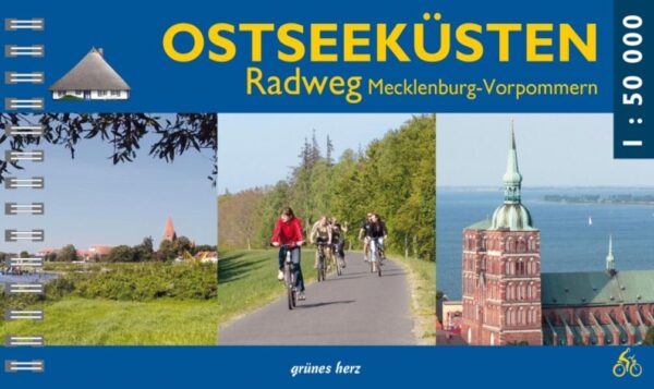 Die Broschüre „Ostseeküsten Radweg“ befasst sich mit dem Abschnitt des Ostseeküsten-Radweges in Mecklenburg-Vorpommern: Der Weg führt entlang der Küste von Travemünde nach Swinemünde, einschließlich der Inseln Poel, Rügen und Usedom. Rund 700 Kilometer, auf Rügen und Usedom durchaus mit Steigungen und einer abwechslungsreichen Landschaft, sind zu erradeln. Man erlebt alte Hansestädte (Wismar, Stralsund, Greifswald), attraktive Seebäder, Steilküsten und Sandstrände, den Darßer Urwald, die Kreideklippen auf Rügen, den Nationalpark Jasmund, die sonnige Insel Usedom – begleitet vom Rhythmus der Wellen und dem Schreien der Möwen. Die Broschüre beschreibt die 696 Kilometer lange Strecke in elf Etappen. Die 54 Kartenblätter im Maßstab 1:50.000 geben sowohl den Routenverlauf der ausgeschilderten Hauptroute als auch der empfehlenswerten Nebenrouten und Abstecher detailliert wieder. Der Radwanderführer: Besonders beliebt bei Nutzern: die Oberflächenqualität ist in drei Kategorien eingeteilt. Jede Etappe ist ausführlich beschrieben, so dass man schon im Vorfeld einen Eindruck von der Wegbeschaffenheit und dem Schwierigkeitsgrad erhält. Neben der Streckenbeschreibung gibt es Informationen zur Geschichte der angrenzenden Orte und Naturdenkmale. Auf allen Seiten findet man leicht die in der Marginalspalte hervorgehobenen Adressen und Telefonnummern der Touristinformationen. 12 Seiten mit Adressen von gastronomischen Einrichtungen oder touristischen Attraktionen ergänzen das Buch. Der Reiseführer mit seiner praktischen Spiralbindung ist ein unentbehrlicher Begleiter für eine Radtour durch Deutschlands nördlichen Osten.