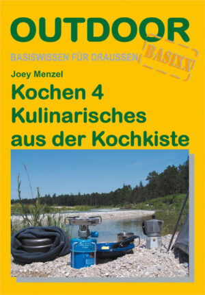 Dieses OutdoorHandbuch informiert über die verschiedenen Möglichkeiten, sich unterwegs eine Kochkiste herzustellen (z.B. mit Pulli/Schlafsack) und mit der Konstruktion zu kochen bzw. zu kühlen. Joey Menzel beschreibt über 90 abwechslungsreiche Rezepte für Gemüse-, Fleisch- und Fischgerichte, Eier-, Mehl- und Brotspeisen, Feuer, Grill und Desserts, und liefert Ideen für Tages- und Wochenendtouren, die Sie zu Hause vorbereiten können. Allgemeines zur Küchenausrüstung und die wichtigsten Regeln beim Kochen in der Natur ergänzen das Basiswissen. Die Autorin nennt die für die Kochkiste bzw. Reiseküche geeigneten Nahrungsmittel mit Hinweisen zur Lagerfähigkeit und Frischemerkmalen. Der kompakte Dolmetscher rund ums Kochen in vier Sprachen erleichtert den Einkauf in fremden Ländern. Ein unverzichtbarer Reisebegleiter für alle, die zu Fuß, mit dem Rad, Zelt oder Boot unterwegs sind.