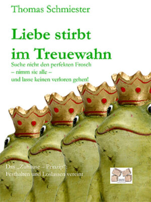 Liebe und Treue gehören zusammen, wie Frosch und König. Und wenn Treue nicht vorhanden ist, dann weg mit dem Kerl oder weg mi der Tussi. Der Nächste / die Nächste wird sicherlich schon der Traumprinz / die Traumprinzessin werden! Alles richtig gemacht! Und - fühlen Sie sich nun gut dabei!? Nach diesem Buch. wird für Sie der Gedanke an Treue noch weiterhin zuckersüß sein, aber für Ihre Liebe keine in Stein gemeißelte Bedingung mehr darstellen! Nach diesem Buch. werden Sie nicht mehr Entweder - oder, sondern „Sowohl - als auch“ denken - vielleicht sogar schon fühlen! Nach diesem Buch. gibt es für Sie keine Verlustängste oder Schuldgefühle mehr. Ihre Liebe wird dann toleranter sein. Ihre Liebe wird nicht mehr im Treuewahn sterben, sondern sich in mehr Liebe ausweiten.