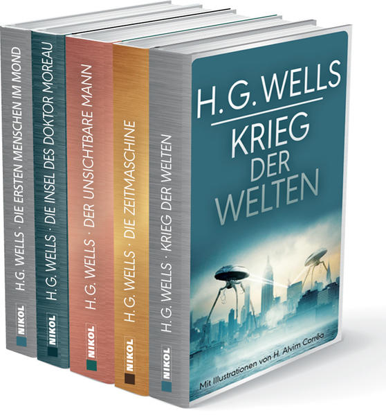 H. G. Wells (fünf Romane: Krieg der Welten: Die Zeitmaschine: Die Insel des Dr. Moreau: Der unsichtbare Mann: Die ersten Menschen im Mond | Bundesamt für magische Wesen