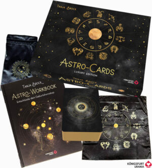 Die faszinierenden Astro-Cards und das Astro-Workbook von Tanja Brock helfen dir, dein eigenes Geburtshoroskop zu verstehen und ungeahnte Fähigkeiten in dir zu entdecken. Sie entschlüsseln dir die Geheimnisse rund um die 12 Sternzeichen, 10 Planeten, 12 Häuser, Berechnungspunkte wie Lilith und die Mondknoten. Die Astro-Cards begleiten dich außerdem durch das astrologische Jahr