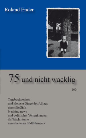 Der Südthüringer mit dem hochfeinen Lächeln auf dem Deckblatt, das bin ich. 1939, in meiner Geburtsstadt Steinach im Thüringer Wald. Meine Eltern haben mich wahrscheinlich vor diesen Baum gestellt mit dem verständlichen Wunsch: Möge Roland alt wie ein Baum werden. Im stillen Kämmerlein kommt sicherlich, ob man will oder nicht, ab und zu die Frage hoch: Wie lange lebe ich? In einer Umfrage reichte es von: „Ist mir egal“ bis zum unerfüllbaren Traum: „Ich möchte ewig leben.“ Viele wichen auf den bekannten Liedtext aus: „Wenn der Herrgott nicht will, geht gar nichts.“ Der größte Teil der Befragten befürwortete die optimistische Variante: Sie warten nicht, was das Schicksal morgen bringt, sondern wollen heute leben. Dieser Lebensphilosophie stimme ich zu und träume trotzdem von einem langen Leben. Roland Ender