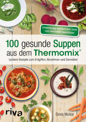 Sie möchten abnehmen und entgiften und dabei genießen? Mit dem Thermomix® lassen sich schnell und einfach leckere Suppen zaubern, die wenige Kalorien und Kohlenhydrate, dafür aber reichlich Ballaststoffe enthalten und Sie beim Gewichtsverlust und Detoxen unterstützen: Genießen Sie eine klare Brühe mit Grießnockerln, eine edle Garnelencreme mit Frühlingszwiebeln oder eine fruchtige Auberginen-Zitronen-Suppe. Das Buch erklärt, welche Gemüsesorten sich für welche Suppe eignen, welche besonderen Kräuter, Gewürze oder Proteinquellen Sie einsetzen können, wie Sie Suppen am besten aufbewahren und mit welchen Suppen Sie Gäste überraschen können. Mit den Schritt-für-Schritt-Anleitungen für den Thermomix® geht das auch noch ganz entspannt. Alle Rezepte wurden mit dem Thermomix® TM5 entwickelt und getestet. Außerdem enthält das Buch Rezeptpläne für eine dreitägige und eine sechstägige Suppenkur sowie eine ausführliche Warenkunde. Unabhängig recherchiert, nicht vom Hersteller beeinflusst.