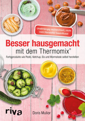 Hausgemachtes schmeckt nicht nur besser, es ist auch gesünder. Die vielfältigen Rezepte in diesem Buch zeigen, wie Sie bekannte und beliebte Fertigprodukte mithilfe des Thermomix® ganz einfach selbst herstellen können, oft auch auf Vorrat. Ob Marmelade, Eis, Müslimischungen, Fruchtsirup, Senf, Ketchup, Würzmischungen, Pickles oder Pesto - alle Rezepte sind frei von künstlichen Aroma-, Farb-, Konservierungs- oder anderen Zusatzstoffen und werden aus hochwertigen, aber erschwinglichen Zutaten hergestellt. Zudem eignen sich viele Produkte auch als liebevolles und individuelles Geschenk. Alle Rezepte wurden mit dem Thermomix® TM5 entwickelt und getestet. Mehr Informationen finden Sie unter: www.thermomix-fans.de