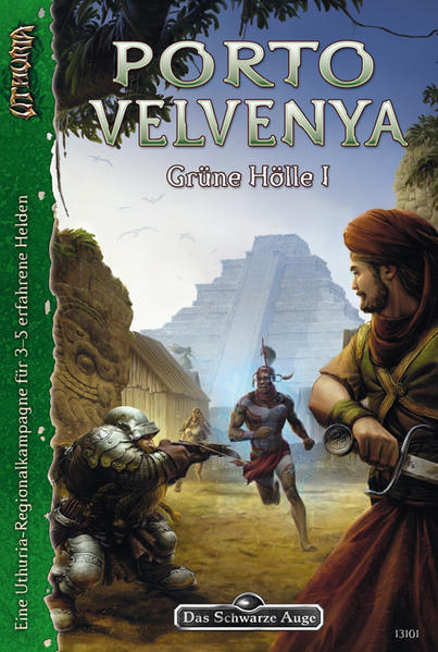 Das mysteriöse Uthuria, Land der 12.000 Götter, wo Gold so alltäglich ist wie Steine. doch nicht alle Mythen über den südlichen Kontinent sind wahr, das haben die Helden seit ihrer Ankunft bereits erfahren müssen. Dennoch gibt es zahllose Schätze zu bergen, Gefahren zu bestehen und Geheimnisse zu lüften. Und diese sind näher als sie glauben, denn eine grausame Seuche hat Porto Velvenya gepackt. In der Siedlung der Al’Anfaner schließen sich Wunden nicht mehr, schon die kleinste Verletzung kann zur Gefahr für Leib und Leben werden. Es ist an den Helden, das dunkle Geheimnis hinter dieser Bedrohung zu lüften, Porto Velvenya zu retten und sich mit dem blutrünstigen Volk der Xor’atal auseinander zu setzen. Schwierige Aufgaben, die Ihre Helden geradewegs in die Grüne Hölle führen. Porto Velvenya ist der erste von drei Bänden der Uthuria- Regionalkampagne Grüne Hölle. Neben dem umfangreichen Abenteuer enthält der Band zahlreiche Informationen zu Waffen, Rüstungen, Kreaturen und Einwohnern (inklusive Spielwerten für Heldencharaktere) dieser Region und ermöglicht dem Meister, das Gebiet rund um Porto Velvenya auch für eigene Abenteuer zu nutzen.