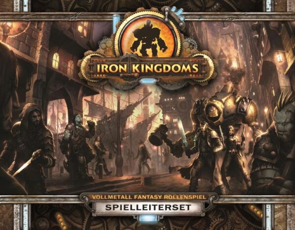 Dieses Spielleiterset ist voller Material, um dem Spielleiter des Iron Kingdoms Rollenspiels das Leben zu erleichtern! Das Herz des Sets ist der hochwertige, vierseitige Hardcover- Spielleiterschirm. Er ist groß genug, um das Grundregelwerk, Abenteuernotizen, Miniaturen und Würfel zu verdecken, hat aber trotzdem noch die perfekte Größe, um ungehinderten Zugang zum Spielbereich zu erlauben. Mit fantastischen Illustrationen auf der Spielerseite und häufig genutzten Tabellen und Diagrammen auf der Spielleiterseite ist der Schirm perfekt dazu geeignet, den Kopf im Spiel und außerhalb der Regelbücher zu halten. Ein Satz von zehn wiederverwendbaren und abwischbaren Initiativekarten vereinfacht die Einhaltung der Initiativereihenfolge sowohl für die Spielercharaktere als auch die NSC. Zehn abwischbare Lebensspiralkarten erleichtern es, den Schaden und die Heilung im Auge zu behalten. Außerdem sind vollfarbige Begegnungsblätter enthalten, die bei der Erstellung von Begegnungen und beim Überblick über die Ergebnisse zu helfen, sowie vollfarbige Charakterblätter für Spieler und wichtigsten NSC!