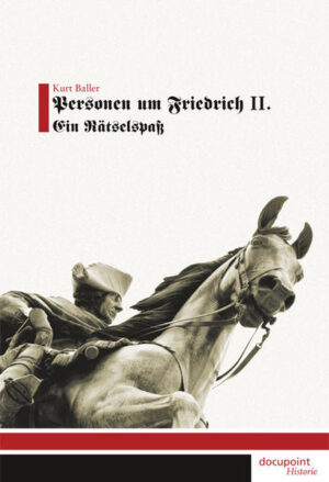 74 Jahre lebte Friedrich II. Davon regierte er 46 Jahre, zwei Monate, zwei Wochen und zwei Tage in Preußen - länger als alle Könige Preußens vor und nach ihm. Von seinem Vater, Friedrich Wilhelm I., gesunde Staatsfinanzen und das schlagkräftigste Heer des Kontinents geerbt, gelang es ihm, Preußen zu einer europäischen Großmacht zu führen. Viele Persönlichkeiten seiner Zeit kreuzten den Weg des erfolgreichen Staats- und Kriegsmannes, des "Philosophen auf dem Thron", des literarischen und musikalischen Feingeistes sowie des Freundes der Wissenschaften. Doch waren das nicht immer Freunde, Gleichgesinnte und Hilfe Suchende - auch Andersdenkende, Feinde, Bittsteller und Scharlatane waren darunter. Einige dieser Personen werden dem Leser vorgestellt - nicht in wissenschaftlicher Kurzbiographie, sondern in Rätselform. Raten Sie und haben Sie Spaß dabei!