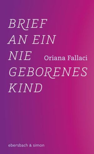 Das feministische Kultbuch - wiederentdeckt! Eine junge Frau wird ungewollt schwanger. Während der ersten, sehr bewusst erlebten Wochen versucht sie, sich seelisch und geistig auf ihre neue Rolle als Mutter vorzubereiten, die sie zugleich herbeisehnt und fürchtet. Als beruflich erfolgreiche und emanzipierte Frau will sie ihre Unabhängigkeit bewahren, die teils heftigen Reaktionen ihrer Umwelt und der gesellschaftliche Druck, unter dem sie steht, setzen ihr zu. Sie spricht zu ihrem ungeborenen Kind und durchlebt dabei ein Wechselbad der Gefühle - freudige Erwartung, zärtliche Ungeduld, Verzweiflung, Traurigkeit, Angst und Hoffnung … Ein Klassiker der feministischen Literatur, berührend und zeitlos aktuell. Mit einem Nachwort von Barbara Sichtermann.