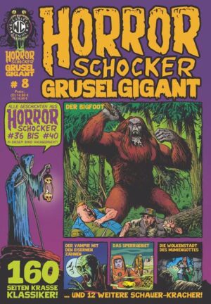 Der mythische Fährmann Charon ist wieder da! Seine Barke ist randvoll mit Geschichten des Grauens, denn mit HORRORSCHOCKER GRUSEL GIGANT # 8 wird der Nachdruck der vergriffenen Hefte von WEISSBLECHs großer Horrorserie fortgesetzt! In diesem Band sind die 16 Geschichten aus HORRORSCHOCKER #36 bis #40 versammelt. Da kommt was zusammen: Auf rund 160 Seiten tummeln sich MORDENDE MUMIENGÖTTER, GARSTIGE GREMLINS, BENEBELTE BIGFOOTS, INFEKTIÖSE INFIZIERTE und noch viele weitere gespenstische Horrorgestalten. Deshalb gibt es für dieses pralle Paket des Grauens auch nur einen würdigen Namen: HORRORSCHOCKER GRUSEL GIGANT! Ideal für Sammler, Neueinsteiger ... und für alle, die einfach massiv Bock auf Grusel haben!