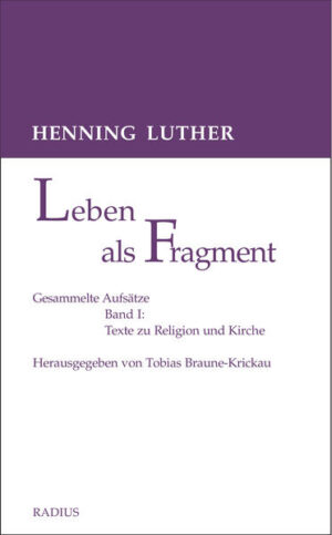 Henning Luther (1947-1991) zählt zu den bleibend faszierenden Gestalten des bundesrepublikanischen Protestantismus. Trotz der vergleichsweise kurzen Spanne seines akademischen Wirkens sind seine Texte in den Bildungskanon des Fachs eingegangen. Im ersten Band dieser zweibändigen Edition, die die Aufsätze Henning Luthers zusammen mit einigen bisher unveröffentlichten Texten zugänglich macht, sind Aufsätze zusammengefaßt zu den Themen Jugend und Konfirmation Religiöse Bildung und Theologiestudium Texte zur Praktischen Theologie.