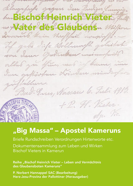 Die katholische Kirche in Kamerun ist nicht zu verstehen ohne die Persönlichkeit von Heinrich Vieter (1853-1914). Der Pallottinerpater führte 1890 die erste Gruppe katholischer Missionare, die in die damals noch junge Kolonie Deutschlands kam. Hier leistete der ehemalige Schreiner aus Cappenberg in Westfalen eine Aufbauarbeit, die Maßstäbe setzte. Am 22. Januar 1905 wurde Pater Heinrich Vieter im Dom zu Limburg zum ersten katholischen Bischof Kameruns geweiht.