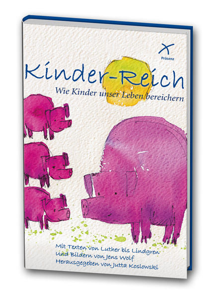 Kinder-Reich Wie Kinder unser Leben bereichern Mit Texten von Luther bis Lindgren und Bildern von Jens Wolf Herausgegeben und mit einem Vorwort von Jutta Koslowski 80 Seiten Gebunden mit Schutzumschlag Format 13 x 21 cm durchgängig vierfarbig € 14,95 / € [A] 15,40 Bekannte Verse aus den Psalmen und Zitate aus der klassischen Literatur, ergänzt um zeitgenössische Texte über das Leben mit Kindern. Dazu fröhlich-subtile Tier-Aquarelle. Ein schön gestaltetes Geschenkbuch zur Ermutigung, zur Erinnerung, zur Erwartung. Zur Geburt des eigenen Kindes Als Geschenk für junge Eltern Zum Mutter-(oder Vater-)Tag Jens Wolf, 1949 geboren, hat im freien Umgang mit verschiedenen Techniken Aquarell, Tusche, Graphit und Acryl eine ihm eigene Farb- und Formensprache entwickelt. Er ist Mitglied der Jesus-Bruderschaft und lebt mit seiner Frau Christiane und heute ohne seine fünf erwachsenen Kinder im Kloster Volkenroda