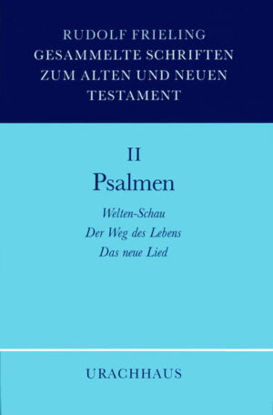 In diesem zweiten Band der vier Bände seiner Gesammelten Schriften zum Alten und Neuen Testament wendet sich Rudolf Frieling ausschließlich den Psalmen zu. Er tut dies in Hinsicht auf ihre historische Einbettung in die Geschichte des Volkes Israel
