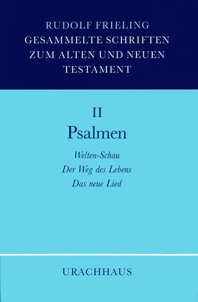 In diesem zweiten Band der vier Bände seiner Gesammelten Schriften zum Alten und Neuen Testament wendet sich Rudolf Frieling ausschließlich den Psalmen zu. Er tut dies in Hinsicht auf ihre historische Einbettung in die Geschichte des Volkes Israel