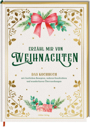 Was macht Weihnachten so magisch? Es sind die Erinnerungen, die wir mit diesem wunderbaren Fest verbinden - wenn es am Weihnachtsabend plötzlich schneit, wir endlich unsere Lieben in die Arme schließen und lang gehegte Wünsche in Erfüllung gehen. Und deshalb finden Sie in diesem Kochbuch nicht nur köstliche Rezepte für die Festtage, sondern auch ganz persönliche, wahre Weihnachtsgeschichten, die zum Schmökern einladen und sicher auch bei Ihnen Erinnerungen aufleben lassen. Zusätzlich enthält es 10 liebevoll gestaltete Extras wie Geschenkanhänger, Etiketten für Selbstgemachtes aus der Küche und Geschenkpapier. - Rezeptinspirationen für die schönste Zeit im Jahr: weihnachtliche Kleinigkeiten, festliche Hauptspeisen, Gebäck, Desserts und Köstliches aus der Speisekammer - Mit rührenden, unterhaltsamen und persönlichen Weihnachtserinnerungen - Mit eingelegten Geschenkanhängern, Weihnachtskarten, Geschenkpapier und mehr - Hochwertiger Einband mit Lederhaptik und Goldfolienveredelung Inhalt Kapitel 1: FESTLICHE KLEINIGKEITEN z. B. Lachsröllchen mit Salat und Meerrettich, Apfel-Zimt-Scones, Crostini mit Paprika und karamellisiertem Ziegenkäse Kapitel 2: DEFTIGE SPEISEN FÜR KALTE TAGE z. B. Entenbraten mit Süßkartoffelstampf und Wirsing, Chicorée mit gedünsteten Birnen und Mandeln, Gefülltes Schweinefilet mit Lebkuchensoße, gebratenem Brokkoli und Mango-Cousous Kapitel 3: EDLES GEBÄCK UND DESSERTS z. B. Schokoladen-Orangen-Tarte, Gebratene Feigen mit Mascarponecreme, Weihnachtsmacarons mit Schokoladenfüllung Kapitel 4: KÖSTLICHES AUS DER SPEISEKAMMER z. B. Mokka-Zimt-Likör, Eingelegte Pflaumen, Bratapfel-Chutney Außerdem: WEIHNACHTSBÄCKEREI z. B. Schwarz-Weiß-Gebäck, Kokos-Makronen, Weihnachtliche Glückskekse