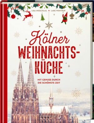 Weihnachten in Köln Alle Jahre wieder lädt die festlich geschmückte Domstadt in der Adventszeit zu einem vergnüglichen Spaziergang ein. Der beliebte Weihnachtsmarkt auf dem Roncalliplatz und die Schildergasse erstrahlen in hellem Lichterglanz und in den verschiedenen Vierteln der Stadt sorgen kleinere Märkte und hübsch dekorierte Gassen für „Glöcksilligkeit“ unter den Weihnachtsfans. Ob Himmel un Ääd met Flönz, Rievkooche oder Muuzemändelcher: Genießen Sie die Spezialitäten der kölschen Winterküche und machen Sie Weihnachten zu einem Fest der Sinne. Ein Kochbuch mit weihnachtlichen Rezepten, Fotos der Rheinmetropole in festlichem Lichterglanz und einer amüsanten Weihnachtsgeschichte. Das perfekte Geschenk für alle Kölner*innen, und die, die es im Herzen längst sind.