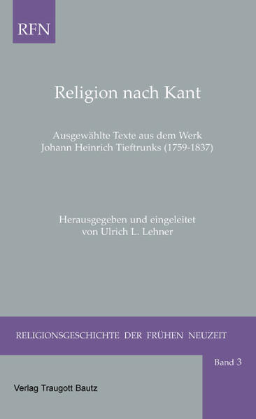 Anders als Krug, Pölitz, Reinhold, Schmid u. a. blieb Johann Heinrich Tieftrunk (1759-1834) stets ein buchstabengetreuer Gefolgsmann kantischer Theologie. Die vorliegende Publikation versammelt einige der schwer zugänglichen Texte des letzten orthodoxen Kantianers, der die Grundsätze Kants auf die Grundlehren des Christentums anwandte. Sie eröffnet damit die Möglichkeit, einen Einblick in die von Kant direkt inspirierte theologische Spekulation zu bekommen. Der Anhang enthält einen Beitrag zur Kritik der Tieftrunk'schen Religionsphilosophie durch Karl Friedrich Stäudlin sowie die seltene und anonym verfaßte Kleinschrift "Ueberzeugender Beweis, daß die Kantische Philosophie der Orthodoxie nicht nachtheilig, sondern ihr vielmehr nützlich sei" (1788). Der Herausgeber, Prof. Dr. Ulrich L. Lehner, ist Professor für Kirchen- und Theologiegeschichte der Neuzeit an der Marquette University in Milwaukee (USA).