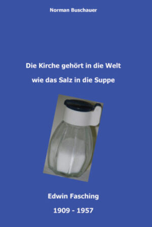 Edwin Fasching war von 1939 bis 1957 Leiter des Seelsorgeamtes in Feld-kirch in Vorarlberg. Was er in dieser Zeit gewirkt und geschaffen hat, ist es wert, über die geografischen und zeitlichen Grenzen seiner Lebensarbeit bekannt zu machen. Er hatte eine beachtenswerte Sensibilität für die menschlichen und religiö-sen Nöte seiner Zeit und gleichzeitig den Elan und die Fantasie, konkrete Schritte zur Lösung zu initiieren und Mitarbeiter und Mitarbeiterinnen für seine Ideen zu gewinnen. Menschen wie Edwin Fasching sind zeitlose Vorbilder, darum soll er nicht in Vergessenheit geraten. Norman Buschauer, Mag. u. Dr.theol., geboren 1956, Promotion über Edwin Fasching, Pfarrer und Religionslehrer, wohnhaft in Göfis/Vorarlberg