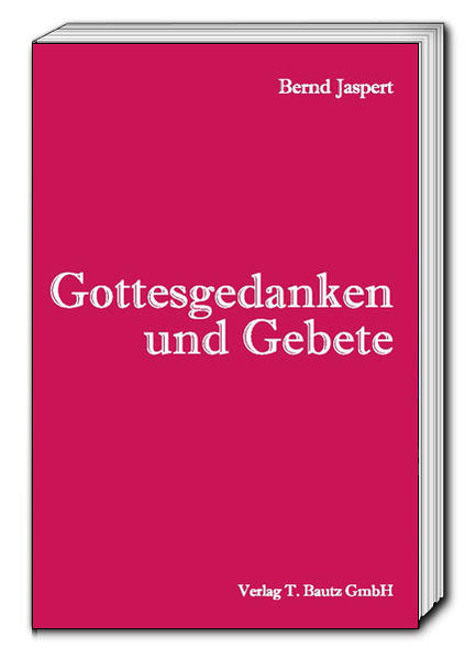 Gottesgedanken und Gebete in der heutigen Zeit müssen weltoffen sein. Gleichzeitig sollen sie den christlichen Glauben angemessen wiedergeben. Das tut das vorliegende Büchlein des früheren Pfarrers Bernd Jaspert in hervorragender Weise. Man spürt ihm die jahrelange praktische Erfahrung des Autors ab. Diese Gottesgedanken und Gebete sind nicht nur aktuell. Sie spiegeln auch die Gefühle vieler Menschen wider, die in der heutigen Zeit christlich glauben und leben wollen. Bernd Jaspert war über drei Jahrzehnte im evangelischen Pfarrdienst tätig. Heute lebt er im Ruhestand in der Rhön. Von ihm sind im Verlag Traugott Bautz (Nordhausen) mehrere Bücher erschienen, zuletzt: „Christliche Frömmigkeit. Studien und Texte zu ihrer Geschichte, Band 2: Vom 16. Jahrhundert bis zur Gegenwart“ (ISBN 978-3-88309-826-5).