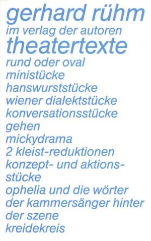 Gerhard Rühm ist einer der wichtigsten Vertreter der "Wiener Gruppe", einer der Protagonisten der konkreten Dichtung. Der Band versammelt Stücke, Texte und Entwürfe Gerhard Rühms, die mit dem Theater, dem Szenischen zu tun haben