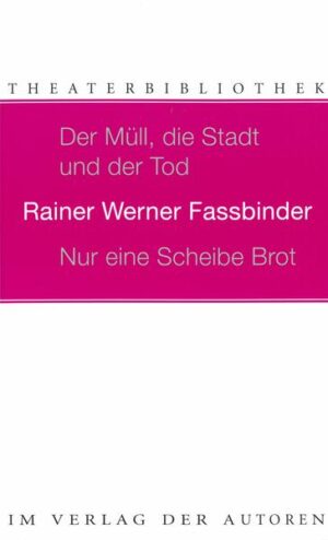 NUR EINE SCHEIBE BROT, das erste Theaterstück des damals 21-jährigen Rainer Werner Fassbinder ist ein Stück Zeitgeschichte. Der Versuch einer Annäherung an den Holocaust (oder: an ein verdrängtes Stück Vergangenheit) zur Zeit der Wirtschaftswunderjahre. Er nimmt die Diskussion vorweg, die viele Jahre soäter die Filme "Holocaust" und "Schindlers Liste" auslösten. DER MÜLL, DIE STADT UND DER TOD, das letzt Stück Fassbinders, hat seit seiner Erstveröffentlichung 1976 heftige Kontroversen ausgelöst. Heiner Müller, an einem der Uraufführungsversuche beteiligt, schrieb: "Fassbinders Stück beschreibt in großen, grellen Bildern am Beispiel der Rache eines Opfers die Verwüstung einer Stadt. Die Stadt heißt Frankfurt. Das Instrument der Rache ist die Grundstücksspekulation mit ihren Folgen. Die Pervertierung menschlicher Beziehungen durch ihren Waren-Charakter belegt die biblische Weisheit, dass der erste Brudermörder, kain, der erste Städtebauer war. Zu dem Vorwurf hat Fassbinder 1976 alles gesagt: 'Es gibt in diesem Stück auch Antisemiten