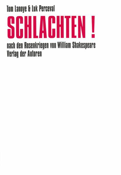 Die Vorlage für "Schlachten!" liefern Shakespeares berühmte Königsdramen: Richard II., Heinrich V., Heinrich VI. und Richard III., die zusammen den Zyklus der Rosenkriege bilden. Der flämische Autor Tom Lanoye hat, gemeinsam mit dem Regisseur Luk Perceval, diese Dramen neu geschrieben: Mal nah am Original, mal weit von ihm entfernt. Er hat die Akzente anders gesetzt, das Riesenpersonal reduziert, Figuren umgeschrieben, schwach bei Shakespeare Angedeutetes krass ins Licht gezogen. Aus acht abendfüllenden Stücken werden bei Lanoye und Perceval sechs, die in einem Zug zu spielen sind: ein Theatergedicht um Machtkriege und Überlebenskämpfe. Generationenkonflikt, Geschlechterkrieg und der selbstzerstörerische Kampf des Individuums mit sich selbst - das sind die zentralen universellen Themen dieses Werkes.