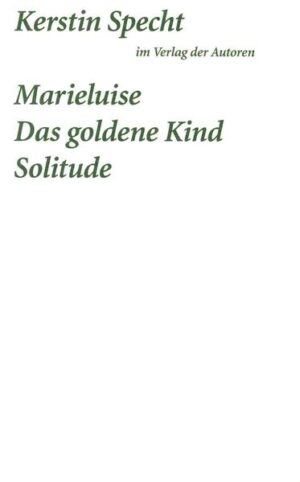 Mit MARIELUISE ist Kerstin Specht zu ihren Ursprüngen zurückgekehrt, zu den bösen Volksstücken in der Tradition der Marieluise Fleißer, die auch im Zentrum dieses Stückes steht. Ein Drama über das exemplarische Leben der Fleißer, zu deren 100. Geburtstag Kerstin Specht das Stück geschrieben hat. In der Tradition des kritischen Volksstücks steht auch DAS GOLDENE KIND, eine Tragödie in der Resopal-Tristesse gesichtsloser Kleinstädte. Ein kaum der Pubertät entwachsenes Paar will sich mit Hausbau auf Kredit und Kinderwunsch so schnell wie möglich dem Standard bürgerlichen Lebens anpassen. Das heißt für den verschuldeten jungen Ehemann Überstunden, für das arbeitslose Mädchen ein einsames Leben in den eigenen vier Wänden. Erlösung von dem Druck der - eigenen wie fremden - Erwartungen verspricht ein "goldenes Kind", das jedoch selbst zum Kriminalfall wird. Das dritte Stück SOLITUDE dagegen ist wieder eine poetische Farce, diesmal über die Produzenten von Kunst, deren Wahnsinn und Ichbezüglichkeit, über Stipendiaten in einem Schloss, dessen Name für einen Zustand steht.