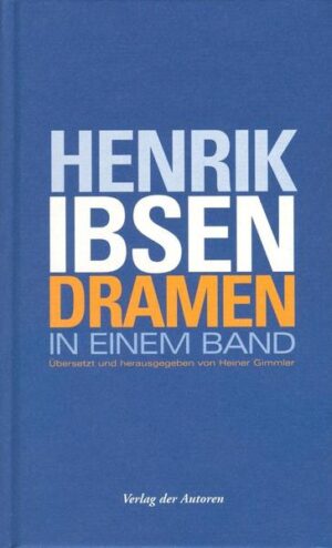 Zum 100. Todestag von Henrik Ibsen am 23. Mai 2006 veröffentlicht der Verlag der Autoren alle maßgeblichen Dramen des norwegischen Klassikers in einem Band. Die Ausgabe enthält sowohl die berühmten realistischen Stücke und Ibsens großes „dramatisches Gedicht in 5 Akten“, Peer Gynt, als auch unbekanntere Stücke wie Ibsens letztes Werk Wenn wir Toten erwachen. Ergänzt wird die Ausgabe durch Anmerkungen des Übersetzers zu allen dreizehn in diesem Band versammelten Dramen. Heiner Gimmler, geboren 1940, ist studierter Skandinavist und passionierter Übersetzer. Als Dramaturg hat er an fast allen großen deutschen Bühnen gearbeitet. Seine Übersetzungen zeichnen sich durch Prägnanz und Knappheit aus. Sie zeigen uns Ibsen in moderner Gestalt, frei vom Staub älterer, wortreicher, heute umständlich wirkender Übersetzungen, unter dem die scharfen Konturen der Originale lange Zeit verschwunden waren. Mit der Genauigkeit des Skandinavisten und dem Gespür des erfahrenen Theaterdramaturgen für Dialog und Gestik hat Gimmler den Ibsen unserer Zeit geschaffen, einen Ibsen, der an zahlreichen deutschsprachigen Bühnen in Gimmlers meisterlichen Übersetzungen immer wieder gespielt wird. Über 200 Inszenierungen seiner Ibsen-Übertragungen sprechen für sich. Sie wurden bereits von Regie-Legenden wie Ingmar Bergmann, Manfred Wekwerth, Peter Palitzsch und Rudolf Noelte inszeniert. Aber auch die jüngeren namhaften Regisseure wie Andreas Kriegenburg und Elmar Goerden greifen auf Gimmlers Ibsen-Fassungen zurück. „Henrik Ibsen, deutsch von Heiner Gimmler“ ist somit inzwischen deutsche Theatergeschichte. Seit mehr als 30 Jahren prägen seine Übersetzungen die Ibsen-Rezeption an den deutschsprachigen Bühnen. Ebenso lange schon denkt und liest und fühlt und lacht Gimmler mit Ibsen. Er hat seine Übertragungen in regelmäßigen Abständen revidiert. So sind die Texte aktuell geblieben, und zugleich von einer zeitlosen philologischen Genauigkeit. „Dieser Autor und seine angeblich so ‚sicheren’ Stücke können brandgefährlich für unser seelisches Gleichgewicht sein. Ibsen ist nie harmlos. Darin sehe ich vor allem die Aktualität: seine radikale Reduktion aller zeittypischen Probleme, jenseits aller philosophischen und psychologischen Moden, auf die wenigen, aber essentiellen Werte des Menschen wie Liebe, Tod, Glück, Phantasie und genuine Produktivität.“ (Heiner Gimmler über Henrik Ibsen) Der Band enthält folgende Dramen: Peer Gynt Stützen der Gesellschaft Ein Puppenheim (Nora) Gespenster Ein Volksfeind Die Wildente Rosmersholm Die Frau vom Meer Hedda Gabler Baumeister Solness Klein Eyolf John Gabriel Borkman Wenn wir Toten erwachen