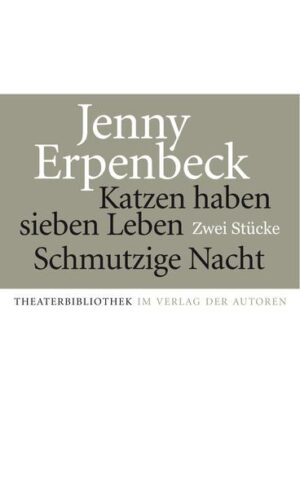 In ihrem viel gespielten Theaterstück KATZEN HABEN SIEBEN LEBEN beschreibt Jenny Erpenbeck mit äußerst knapper, lakonischer Sprache Machtduelle zweier Frauen in unterschiedlichen Rollen. Ob Herrin oder Sklavin, Chefin oder Angestellt, Mutter oder Tochter - die Beziehungen der Frauen erscheinen stets im Spannungsfeld von Herrschaft und Demut, Nähe und Zerstörung. Der Text SCHMUTZIGE NACHT wird hier erstmals veröffentlicht. Die Handlung spielt auf drei Ebenen: im Gerichtssaal, auf der Straße, im Haus Kennedys, den Patty wegen Vergewaltigung verklagt hat. In eienr knappen Szenenfolge gelingt es Jenny Erpenbeck mit Wiederholungen und Rückblenden, das Oberflächenbild aufzureißen, dunkle Stellen sichtbar zu machen, andere Realitäten möglich erscheinen zu lassen. Zwei Texte, die sowohl scharfe Analysen unserer Gesellschaft wie theatralische Erkundungen der Möglichkeiten von Sprache sind.