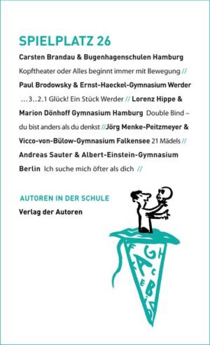 Theater und Theatralität gehören zu den prägenden Erfahrungen des kulturellen Lebens. Die Schule hat das erkannt und behandelt das Drama nicht länger nur als literarische Grundform. Sie thematisiert das Theater in seiner ganzen Breite. In diesem projektorientierten Unterricht spielt auch das szenische und kreative Schreiben eine wichtige Rolle. Lehrer, aber auch Theaterautoren, vermitteln den Schülern Techniken, sich in Wort und Schrift, in Dialog und wörtlicher Rede auszudrücken. In der Gestaltung von Szenen und Figuren nehmen die Schüler fremde Perspektiven ein, eignen sich den "anderen Blick" und soziale Kompetenzen an. In Spielplatz 26 sind gelungene Textbeispiele aus der Zusammenarbeit zwischen Autoren und Schülern vereint. Sie basieren auf den Ergebnissen des bundesweiten Projektes "TAtSch - TheaterAutoren treffen Schule", das seit 2009 vom Kinder- und Jugendtheaterzentrum in der Bundesrepublik Deutschland in Zusammenarbeit mit dem Deutschen Literaturfonds durchgeführt wird. Namhafte Autorinnen und Autoren des Kinder- und Jugendtheaters standen den Schulen jeweils für ein Jahr als Paten zur Verfügung. Im Unterricht, in Blockstunden oder anlässlich von Projekttagen fanden Paten und Schüler zusammen, um in einer Werkstatt "Szenisches Schreiben" gemeinsam Theaterszenen zu entwickeln, die dann an der Schule inszeniert wurden. Der Band versammelt beispielhafte Ergebnisse des Projektes - Stücktexte wie auch Materialien zu deren Entstehung -, als Anregung zum Nachahmen und Nachspielen. Carsten Brandau & Bugenhagen-Schule Hamburg "Kopftheater oder Alles beginnt immer mit Bewegung", Paul Brodowsky & Ernst-Haeckel-Gymnasium Werder ".3.2.1 Glück! Ein Stück Werder", Lorenz Hippe & Marion Dönhoff Gymnasium Hamburg "Double Bind - du bist anders als du denkst", Jörg Menke-Peitzmeyer & Vicco-von-Bülow-Gymnasium Falkensee "21 Mädels", Andreas Sauter & Albert-Einstein-Gymnasium Berlin "Ich suche mich öfter als dich"