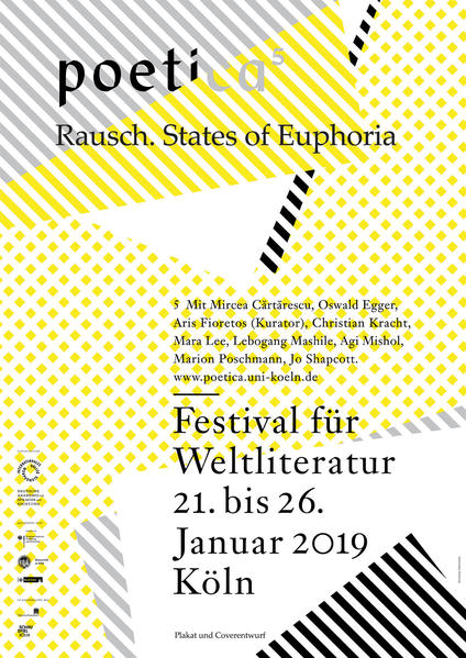 Was wäre die Dichtung ohne den Himmel? Keine Poesie ohne Jubel, Exaltation, Hingerissenheit. Seit ihren Anfängen sucht die Poesie daher die Nähe zum Rausch. Einst „Höhenflug“ genannt, geht die Entzückung heute auch als „high“ durch. Wo ist die Poesie, wenn sie „außer sich“ ist? Beiträge von Mircea Cartarescu, Oswald Egger, Aris Fioretos (Kurator), Christian Kracht, Mara Lee, Lebogang Mashile, Agi Mishol, Marion Poschmann, Jo Shapcott u.a. Das Festivals für Weltliteratur wird vom Internationalen Kolleg Morphomata der Universität zu Köln gemeinsam mit der Deutschen Akademie für Sprache und Dichtung vom 21. bis 26. Januar 2019 in Köln veranstaltet.