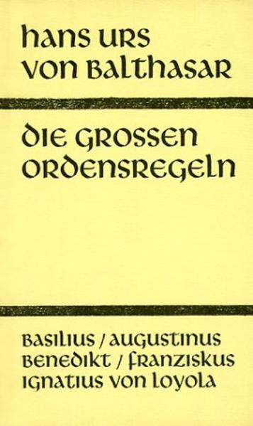 Diese Regelsammlung stellt die vier Grundformen des katholischen Ordenslebens zusammen, denen auch die Konstitutionen der Gesellschaft Jesu hinzugefügt wurden, da sie wegweisend sind für eine große Anzahl der neuen Kongregationen. Das Interesse wendet sich heute erneut dem geistlichen Leben zu, nicht nur in seiner individuellen Gestalt-als Meditation oder private Evangelienbetrachtung -, sondern auch in seiner gemeinschaftlichen. Jeder der fünf Regelentwürfe-Basilius, Augustinus, Benedikt, Franz von Assisi, Ignatius von Loyola-orientiert sich unmittelbar am Evangelium. Es zeugt von dessen unerschöpflichem Reichtum, dass daraus so verschiedene Lebensformen unmittelbarer Nachfolge Christi entstehen konnten.