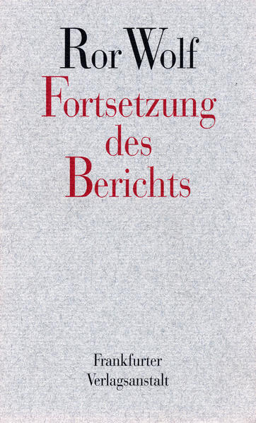 Als FORTSETZUNG DES BERICHTS 1964 erstmals erschien, wurde das Buch emphatisch begrüßt: Peter Handke erkannte, daß der 'Strom des Bewußtseins eine neue sprachliche Form finde', Helmut Heißenbüttel schrieb den 'Bericht einer Traumlandschaft'. Worum geht es? Ror Wolf: 'In FORTSETZUNG DES BERICHTS ist die Zeitfolge durch ein einfaches alternierendes Prinzip aufgehoben. Zwei Erzählstränge verzahnen sich. In einem wird ein Zimmer beschrieben, eine monströse, in allen ihren Momenten fixierte Mahlzeit