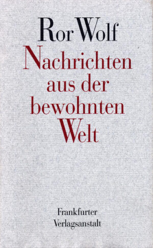 »Dieser an Glanzstücken wahrlich nicht arme Band von Ror Wolf, diese sprunghafte und ziellos ausufernde Odyssee ist eben das, was Ernst Jandl vor Jahren Arno Schmidts Karl-May-Buch ins Impressum schrieb: ›ein Spaß im Walfischformat.‹« Hans-Horst Henschen, Süddeutsche Zeitung Unfassbares und Alltägliches, Unerklärliches, und Gewohntes: »Nachrichten aus der bewohnten Welt« versammelt zahlreiche Prosatexte und einen Roman. Ror Wolf erzählt von den Ausschweifungen in Melle und über Wahrheit und Wirklichkeit in Prüm. Wir lernen die Wortlosigkeit der Alpen kennen und die Erfahrungen und Enttäuschungen von sieben Eisenbahnreisenden auf dem Weg nach Norden. Es treten auf: Max Ramm, ein verhältnismäßig gefährlicher Mensch, Der musikalische Betrüger Kobermann, Klomm, Eine unerwartete Erscheinung sowie Der Italiener Bufanti. Ror Wolfs Prosa ist einzigartig, immer überraschend, eigenwillig und hintergründig. Ror Wolf entführt und verführt den Leser: in unbekannte Gegenden, zu ganz anderen Menschen, zum Lesen einer Prosa, die süchtig macht, der man erliegt: »Jemand sagte mir eines Tages, ein Mann namens Stubb sei in Pisa gewesen, in dieser bekannten und ihres berühmten Turmes wegen gerne besuchten Stadt. Ich glaube diese Geschichte nicht