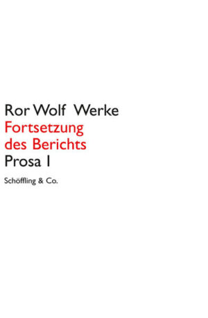 'Fortsetzung des Berichts', Ror Wolfs 1964 erschienenes Debüt, hat bis heute nichts von seiner subversiven Unruhe und verstörenden Bildkraft verloren. Die Ausgabe enthält Ausschnitte aus früheren Fassungen, darunter auch jene, die 1962 in der Anthologie 'Vorzeichen' (herausgegeben von Hans Magnus Enzensberger) publiziert wurde.