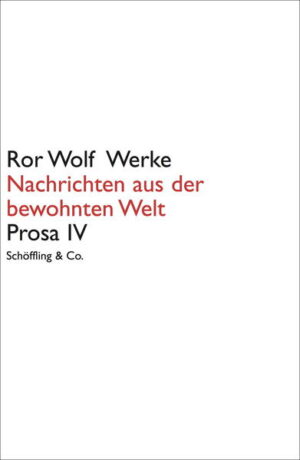 Ich werde Ihnen vielleicht etwas vom Regen erzählen, ich werde einen riesigen Regen erfinden, einen Regen, der dick und schwarz von oben herabfließt, oder ich werde vom Schnee erzählen, den ich erfinde, ich werde ein ungeheures Schneefallen erfinden, ich werde ein Haus erfinden, das langsam im wachsenden Schnee verschwindet, oder ich werde eine ganz andere Geschichte erfinden, eines Tages, am Donnerstag, im Dezember.' Geschichten über die Wortlosigkeit in den Alpen und den Rand des atlantischen Ozeans, über die Zustände in Schlitz und die Gewalt des Gesangs in Nevada, über das Lachen der Matrosen und die vorübergehende Abschaffung der Schwierigkeiten - kurz: Erzählungen um Wetterverirrungen, Luftlosigkeiten, enge Handschuhe und in Ruhe gegessene Schnitzel. 'Aber das war noch nichts im Vergleich zu dem, was später passierte.' (Ror Wolf) Der Prosaband IV der Werkausgabe umfasst 'Nachrichten aus der bewohnten Welt' (1991), die erweiterte Ausgabe von 'Zwei oder drei Jahre später' (2003/2007) sowie den Horrorroman 'Die Vorzüge der Dunkelheit' (2012).