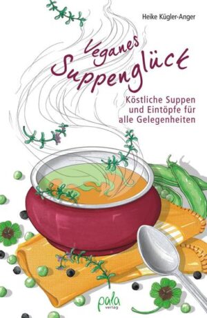 Goldene Bananen-Curry-Suppe oder marokkanischer Sommereintopf, Karottensuppe mit Vanille oder Schoko-Mandel-Suppe, überbackener Bohneneintopf oder Brezensuppe: Wer sich vegan ernährt und dem Suppenlöffel die Treue hält, lässt sich vor allem selbst gekochte Suppe schmecken. Ganz einfach, weil sie besonders glücklich macht: Sie wärmt Leib und Seele, ist gesund und köstlich für alle Gelegenheiten. Dass frisch gekochtes Suppenglück aus natürlichen Zutaten nicht zeitraubend sein muss und vegane Suppen in ihrer Mannigfaltigkeit in vielen Lebenslagen überzeugen, zeigt Heike Kügler-Anger in ihrem Buch. Für den Familientisch oder fürs Büro, für feine Feste, zünftige Partys oder kulinarische Weltenbummler hat sie ihre besten Suppen und Eintöpfe ausgewählt. Gebunden, cremig oder klar, deftig oder süß, heiß oder kalt serviert, bilden sie das Gros der 120 vorgestellten Rezepte, begleitet von knusprigen bis zart schmelzenden Suppeneinlagen für schönstes Gaumenglück. Fundierte Informationen rund um den Suppentopf begleiten die Rezepte. Ein Buch für wahre Suppenfans und alle, die vom Glück selbst gekochter, veganer Suppe kosten möchten!