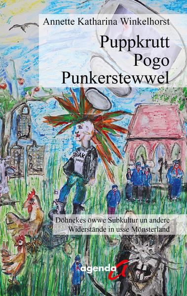 Dieses Buch beschäftigt sich in humorvoller und tiefsinniger Weise mit der ‚Widerstandsbewegung‘ der 70er und 80er Jahre, aber auch mit postmoderner Kunst, unangenehmen Tierbegegnungen und anderen seltsamen Angelegenheiten. Wie sich diese ‚Subkultur‘ auf die münsterländische Jugend auswirkte, erläutert die Autorin aus ihrer eigenen Erfahrung. Die Geschichten handeln von schwierigen und störrischen Menschen oder Tieren, die sich nicht in Schubladen stecken lassen wollen, von dem Wiedertäufertum, der frühen regionalen Punkszene, den Auswirkungen von Metal-Musik auf Termiten und den Vorteilen von ‚Puppkrutt‘ (Schnittlauch) und ‚Pogo-Tanzen‘. Die Autorin wagt auch einen Blick in das Jahr 2049, ihr Buch richtet sich an zukünftige und gegenwärtige Senioren, aus deren Erfahrungen sich den Nachgeborenen erschließt, warum und wie Widerstand sinnvoll und wichtig ist. Die Autorin Annette Winkelhorst, geboren und aufgewachsen in dem Dorf Wessum bei Ahaus, schreibt seit Jahren Kurzgeschichten und Gedichte in münsterländischem Sandplatt und gehört zur letzten Generation, die diese Sprache noch fließend beherrscht. Sie lebt und arbeitet im Ruhrgebiet. Bereits veröffentliche Bücher sind ‚PlattFormen‘ (2015), ‚Is datt noch achter Coesfeld?‘ (2017) und ‚Rund üm denn Kerktoorn‘ (2019), die im agenda Verlag erschienen sind.