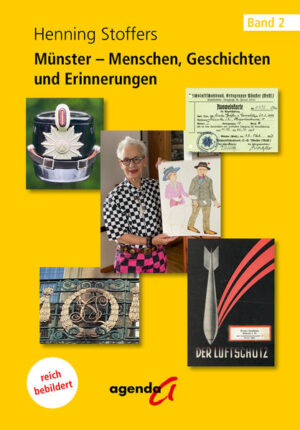 Geschichte des Weinhauses Carl Niemer Das Traditionsunternehmen im Herzen der Stadt - Von der Gründung bis zur Schließung Über den Luftschutz in der Heerdestraße 11 Familie Gräfin Merveldt - Über Ohm Clemens August, die Wackelnase, einen Neuanfang und andere Geschichten Die turbulenten Jahre 1918-1933 in Münster Kriegsende, Inflation, Bauboom, Ereignisse und die Zeitenwende Über die Bewohner der Südstraße 100 Erinnerungen an die frühen 1950er Jahre CW Vogel - Bühnenbildner und Maler Ein Leben fürs Theater - Mit Antje Vogels Erinnerungen Münster im Juni 1945 Der Sommer nach der Stunde Null Über den Schutzmann Karl-Heinz „Bubi“ Gieseler „Müpopo“ = Münsters populärster Polizist vom Prinzipalmarkt Henning Stoffers, Jahrgang 1944, wurde in Halle an der Saale geboren und lebt seit 1953 in Münster. In zahlreichen Aufsätzen und Beiträgen hat Henning Stoffers seiner Leserschaft bereits viele Themen rund um die Stadt und ihre Geschichte erschlossen. So auch in seinem neuen, reich bebilderten Werk, in dem er über geschichtliche Geschehnisse und über münstersche Urgesteine wie Karl-Heinz „Bubi“ Gieseler schreibt. Mit einem Augenzwinkern erzählt Henning Stoffers auch von seinen frühen Kindheitserinnerungen.