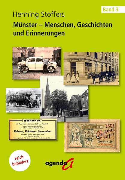 Ausflug in die 60er-70er Jahre Die Stadt außerhalb der Promenade Ernst Wenzels - Lehrer und Fotograf Fotografischer Streifzug durch die 1940er Jahre  Freizeit im Wandel der Zeit Plümpsen, pölen und ‚nen toften Lenz hegen Über den Hafen, die Schleuse, den Kanal und ,Klein Muffi‘ Die Elektrische, die O-Busse und vieles mehr... Von der Hausschlachtung zum Schlachthof ... und was aus ihm wurde Schicksale Zur Erinnerung an Reinhold Friedrichs und Josef Schmelter Geschehnisse aus dem Jahre 1822 Berti Bunsmann Der Tod meines Vaters 1897 Was Menschen bewegte Aegidiiviertel Ein historischer Spaziergang Henning Stoffers, Jahrgang 1944, wurde in Halle an der Saale geboren und lebt seit 1953 in Münster. In zahlreichen Aufsätzen und Beiträgen hat Henning Stoffers seiner Leserschaft bereits viele Themen rund um die Stadt und ihre Geschichte erschlossen. So auch in seinem neuen, reich bebilderten Werk, in dem er über geschichtliche Geschehnisse berichtet. Mit einem Augenzwinkern erzählt Henning Stoffers auch von seinen frühen Kindheitserinnerungen.