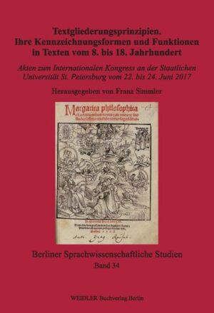 Textgliederungsprinzipien. Ihre Kennzeichnungsformen und Funktionen in Texten vom 8. bis 18. Jahrhundert | Bundesamt für magische Wesen